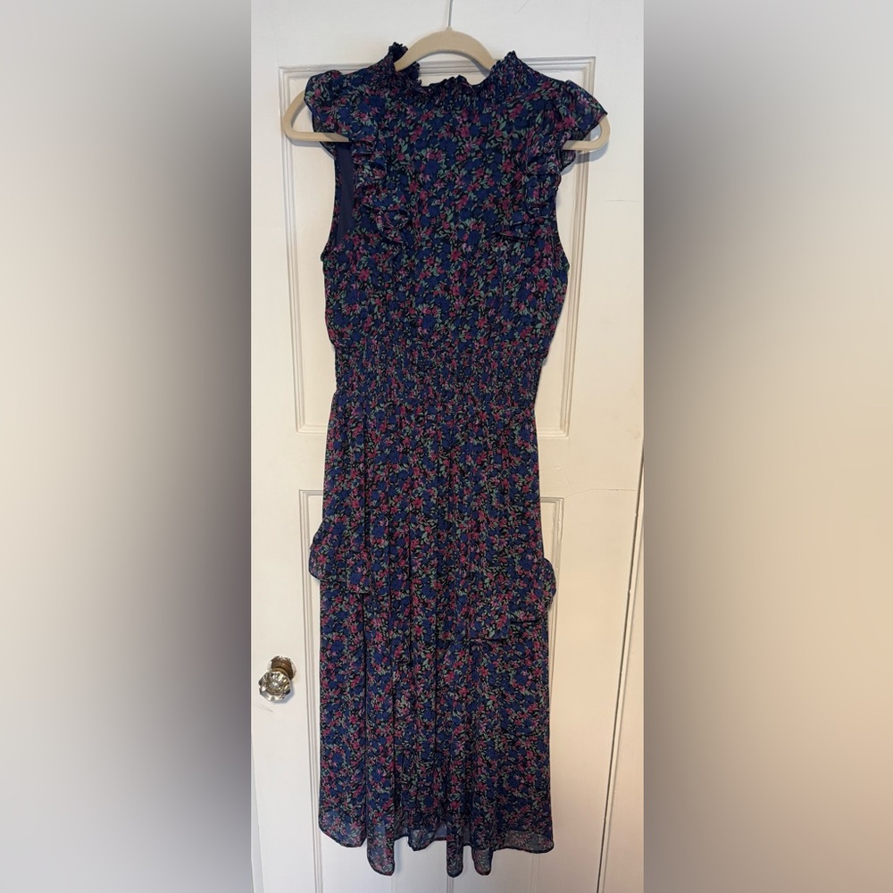 Lulu's Navy Floral Midi Dress